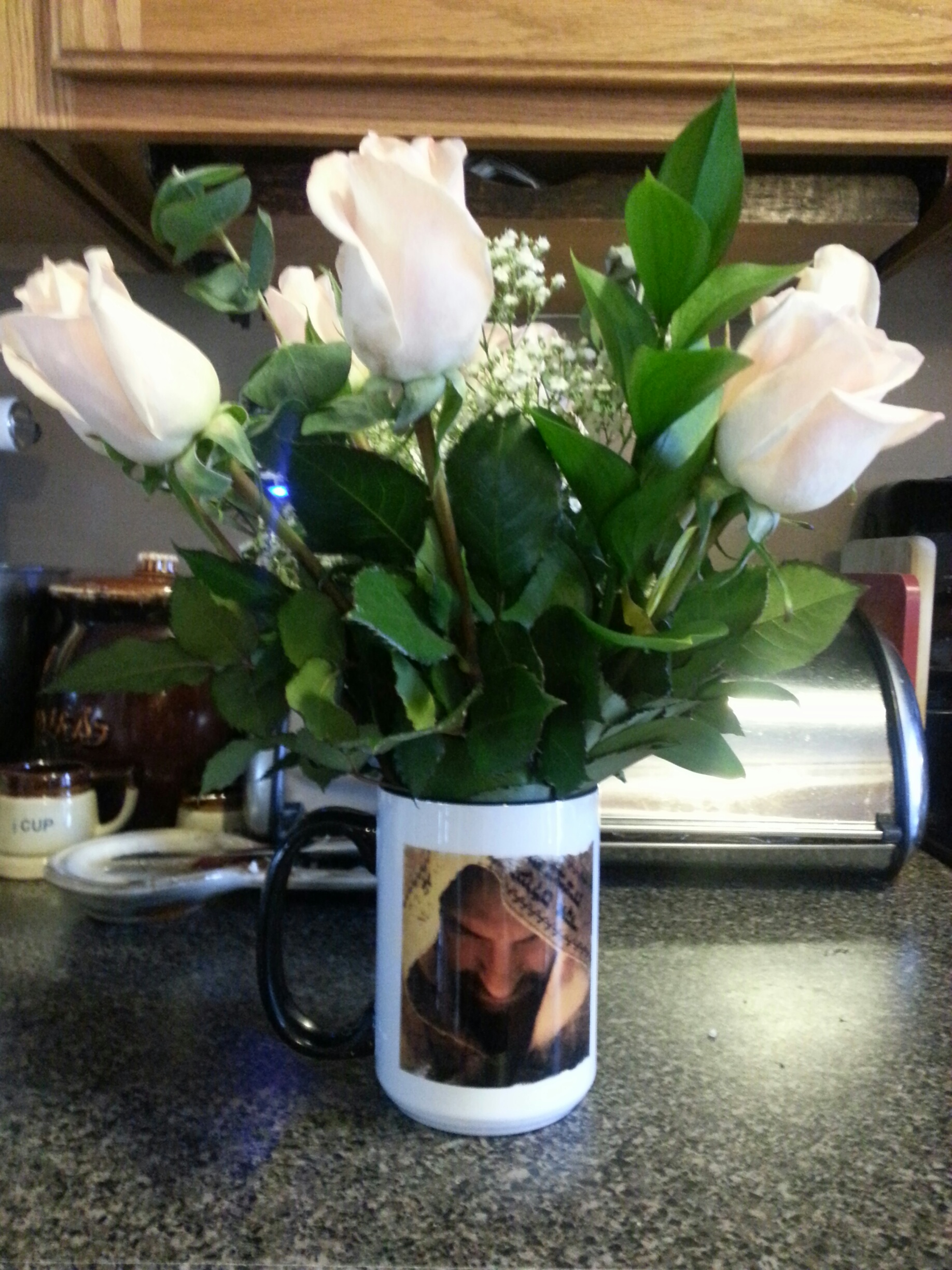 Flowers in a mug hospital gift. made with sublimation printing