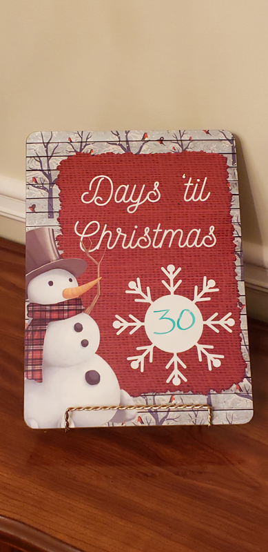 Dry Erase Board Christmas Countdown Snowman made with sublimation printing