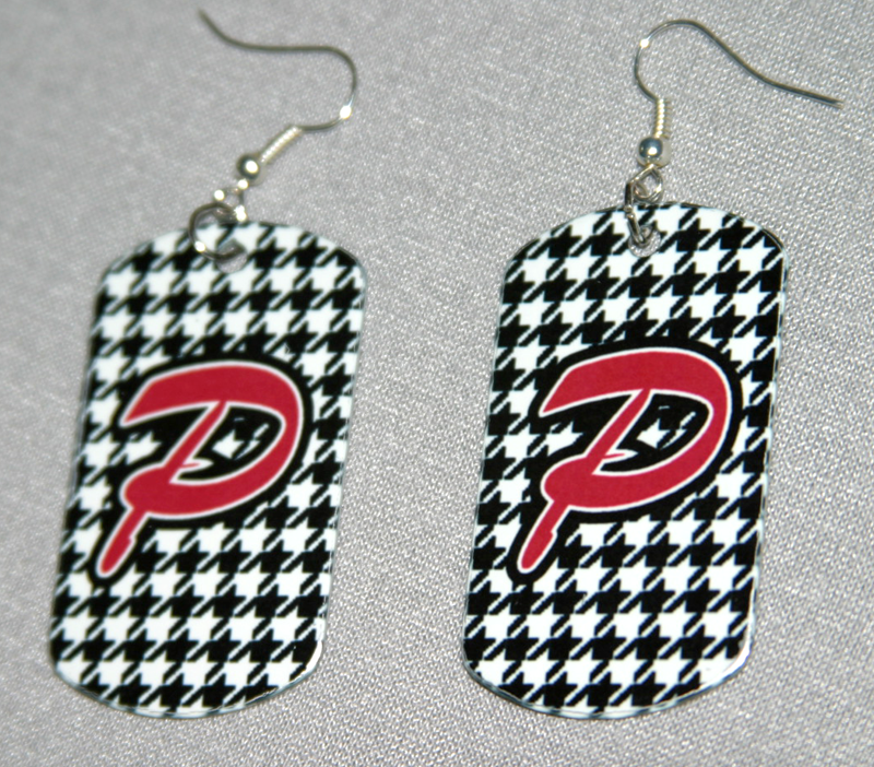 Dog Tag Earrings made with sublimation printing