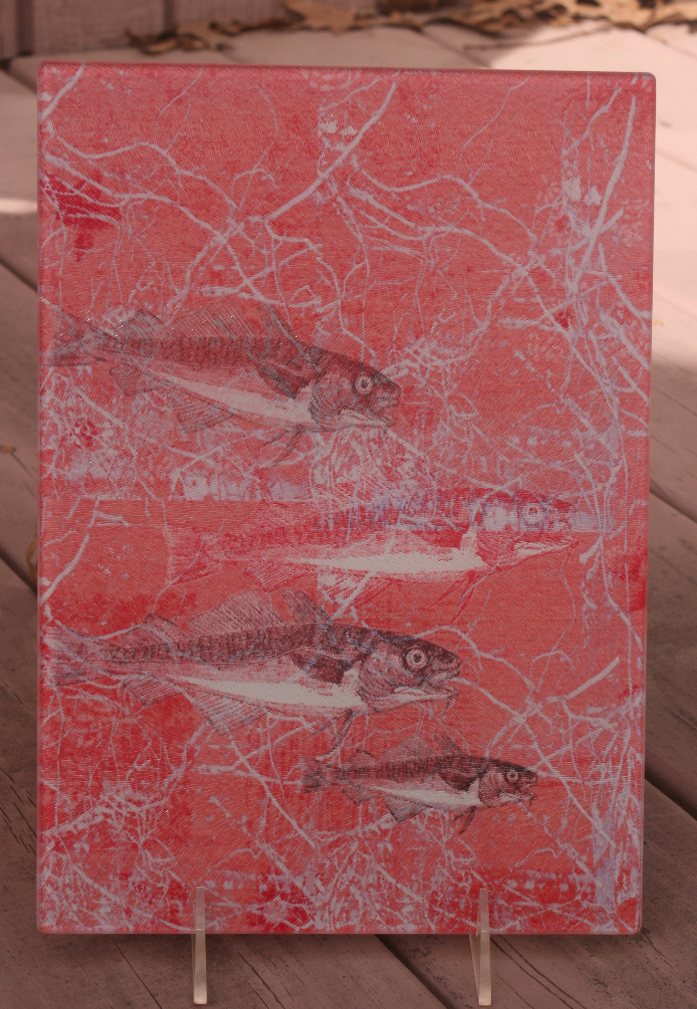 Fish With Orange Glass Cutting Board made with sublimation printing