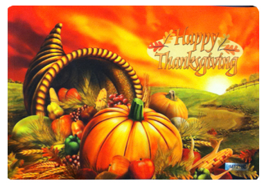 Thanksgiving Pacemat made with sublimation printing