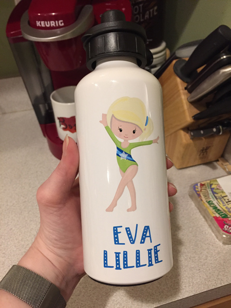 Gymnast Water Bottle made with sublimation printing