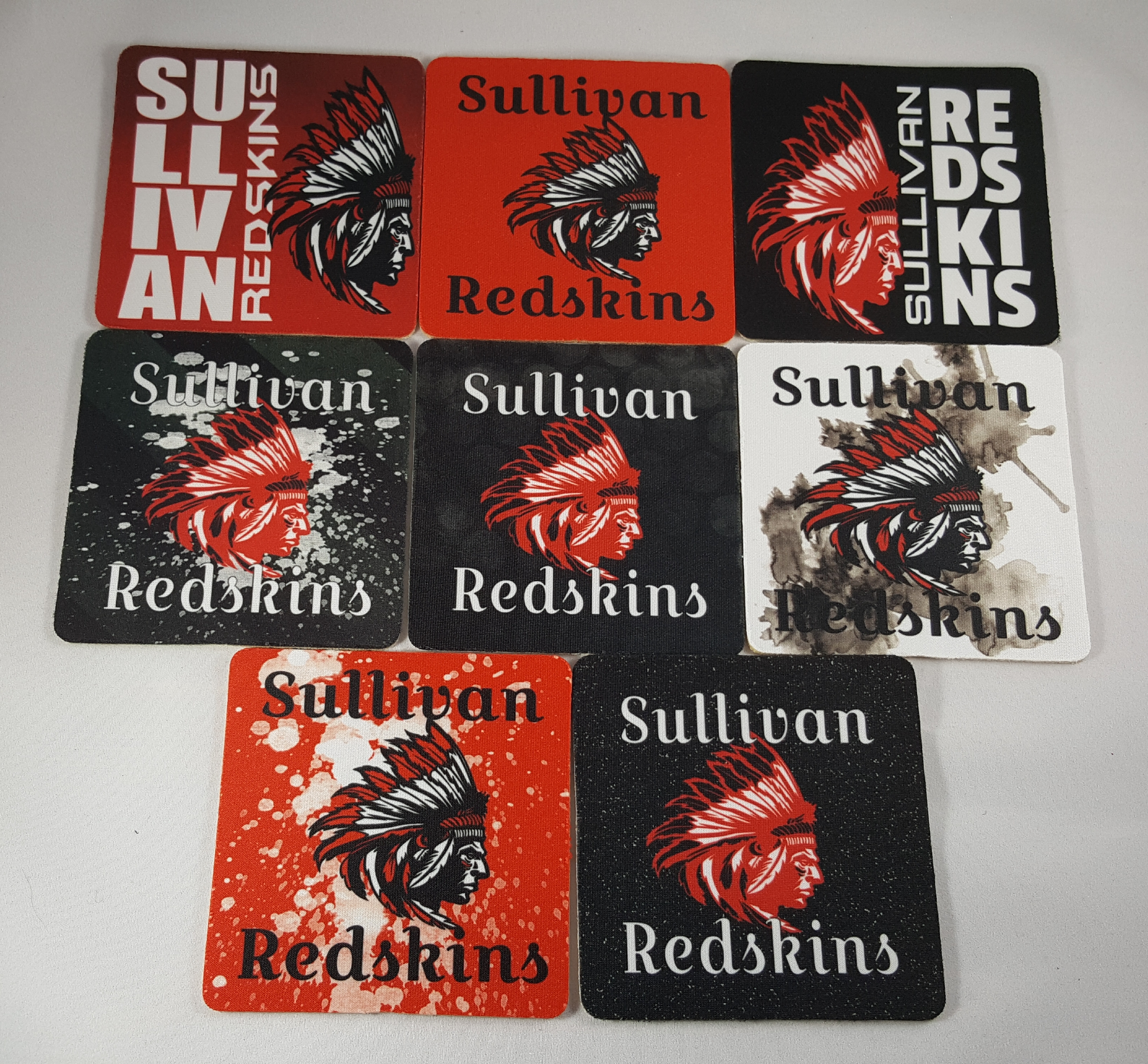 School Spirit Coasters made with sublimation printing