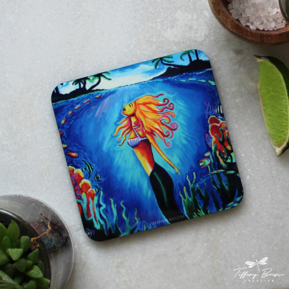 Peacock Coasters made with sublimation printing