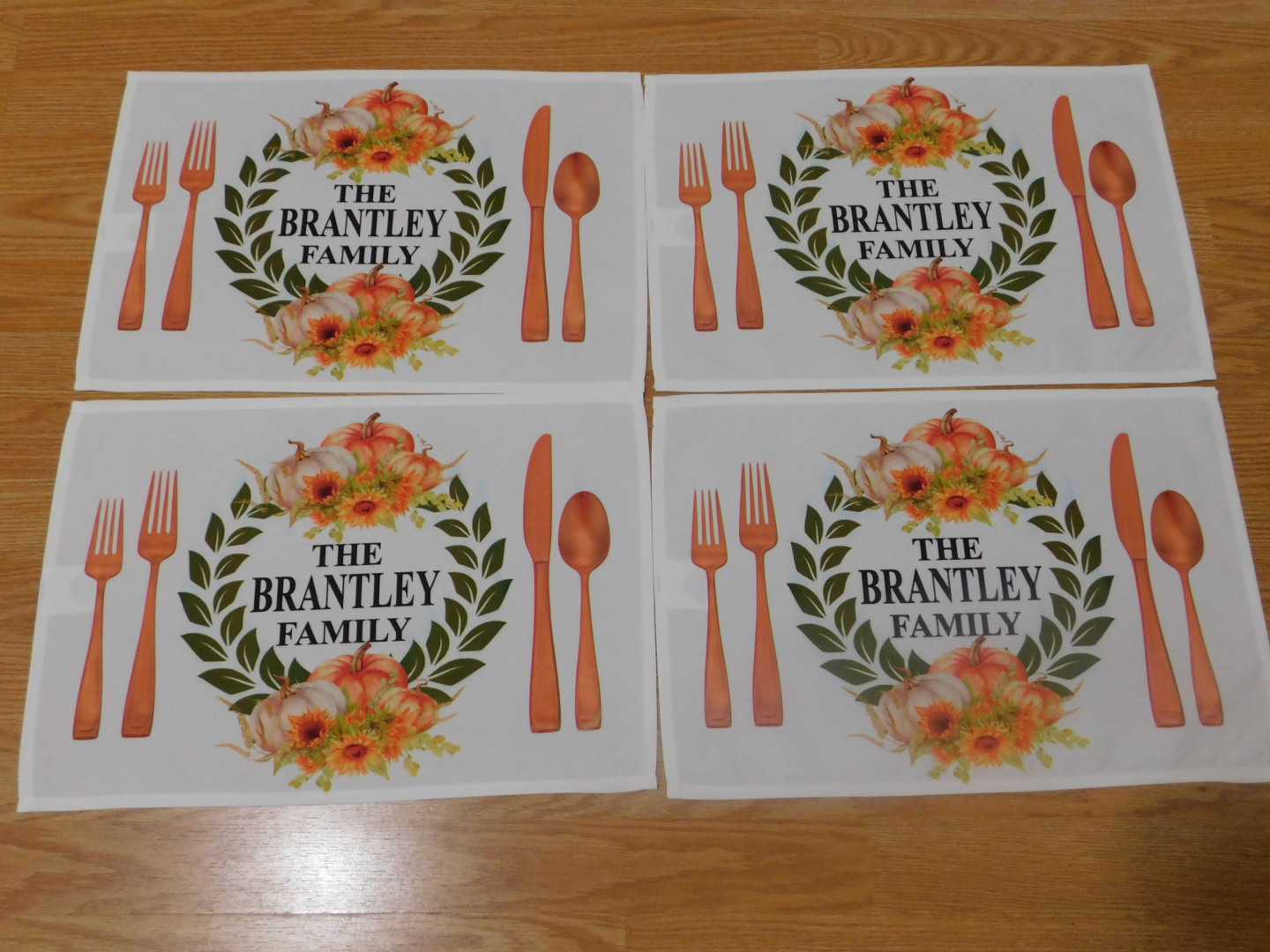 Fall Placemats made with sublimation printing