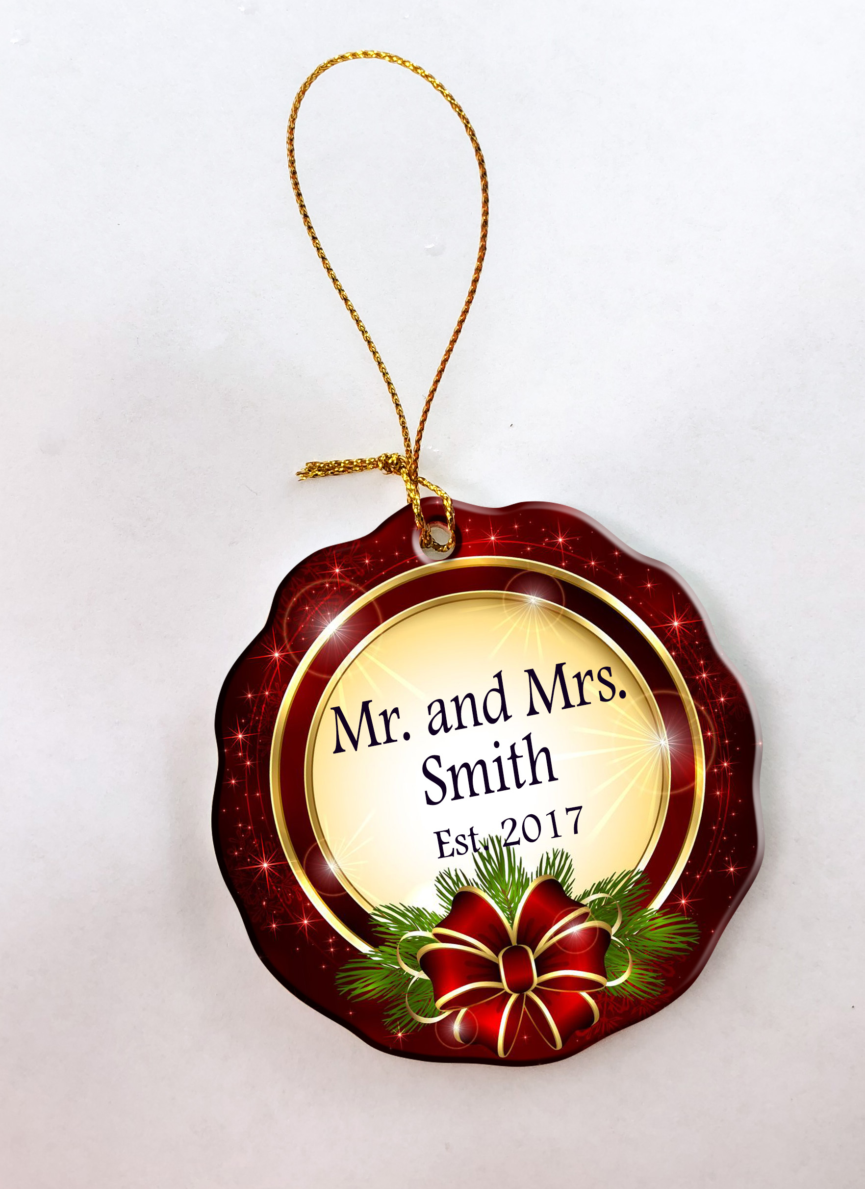 1st Christmas as Mr. & Mris. Ornament made with sublimation printing
