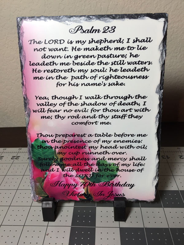 Psalm 23 made with sublimation printing