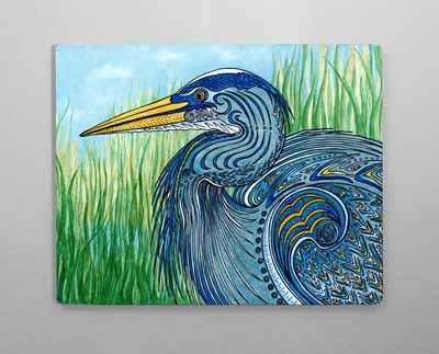 Great Blue Heron made with sublimation printing