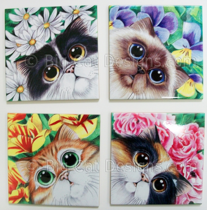 Spring Kitten Tiles made with sublimation printing