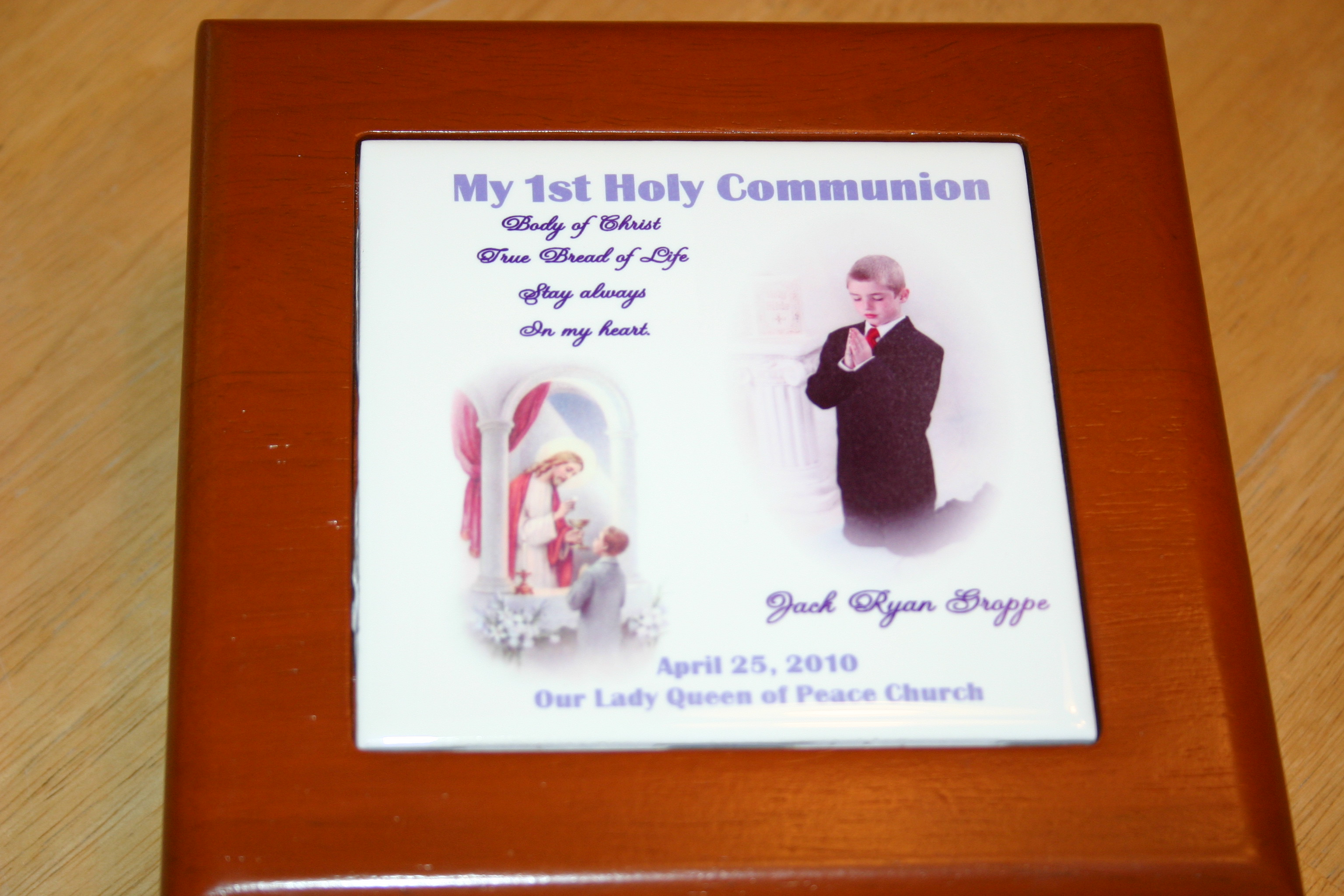 1st Communion Box made with sublimation printing