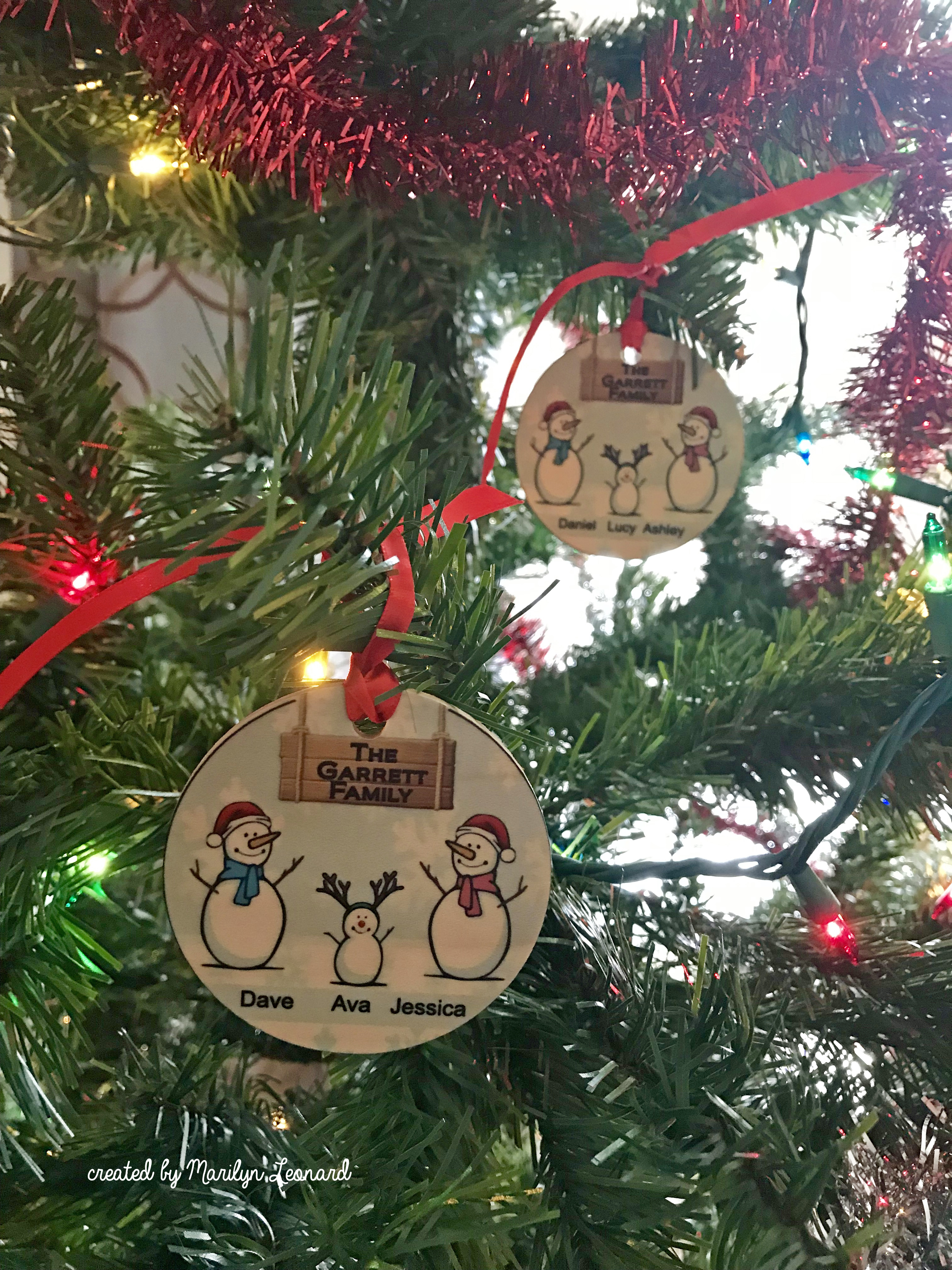 Snowman Ornaments made with sublimation printing