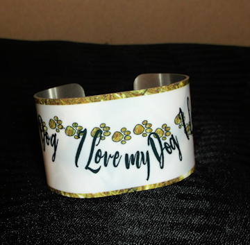 Dog themed cuff bracelet made with sublimation printing