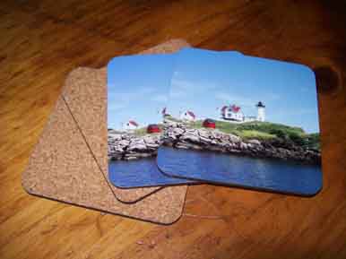 Nubble Lighthouse Coasters made with sublimation printing