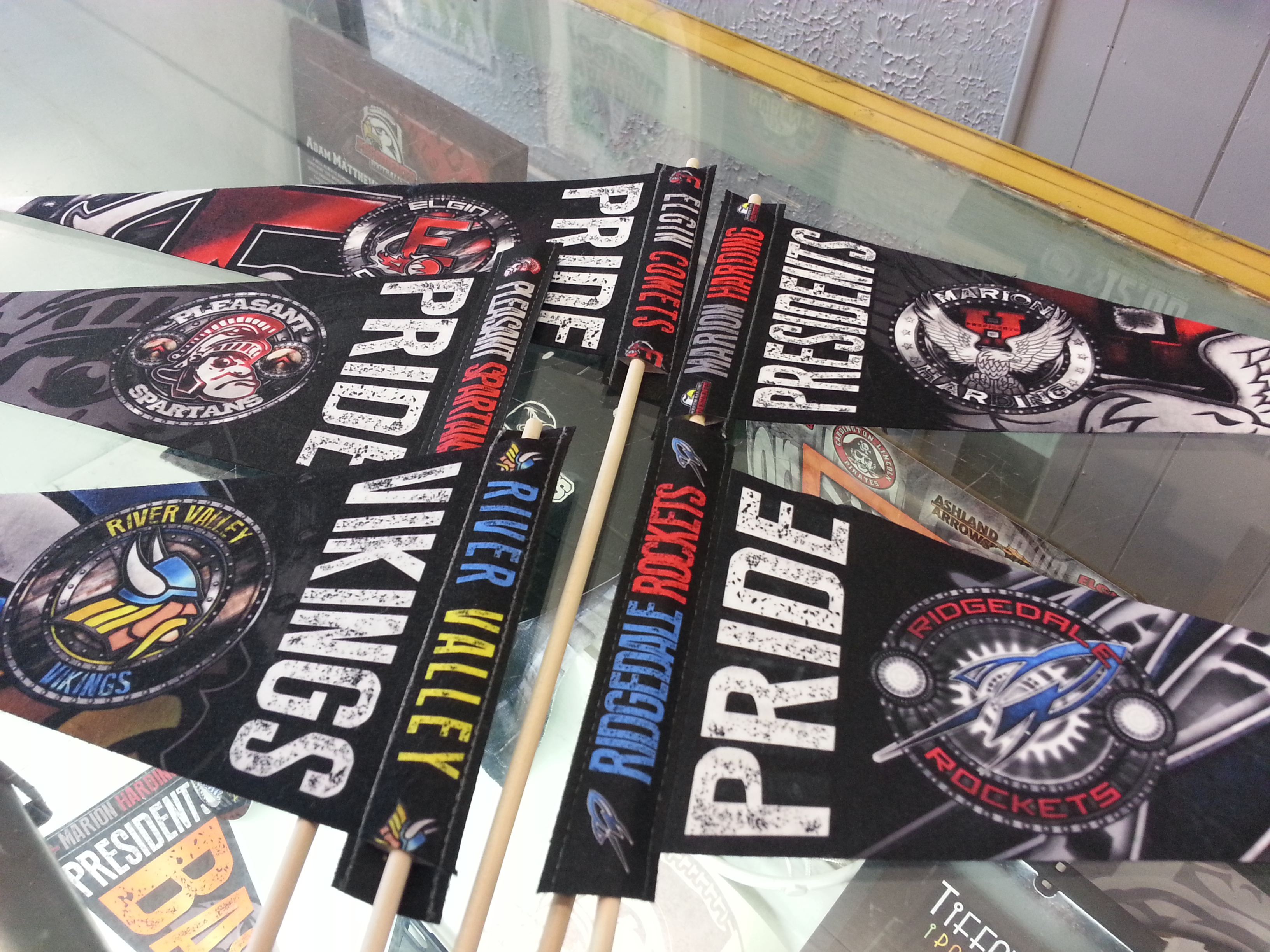 School Pennants made with sublimation printing