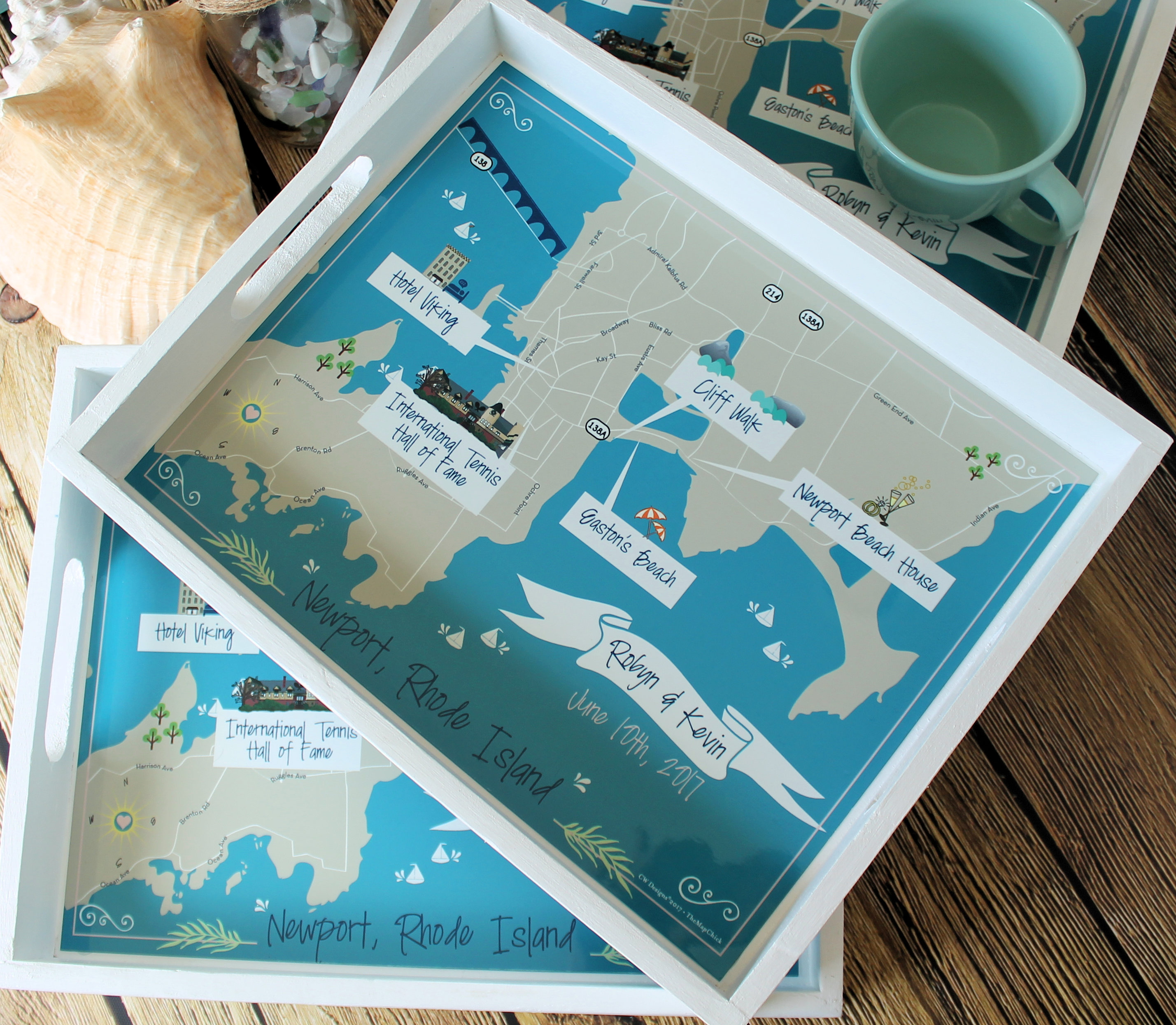 Wedding Map Serving Tray made with sublimation printing