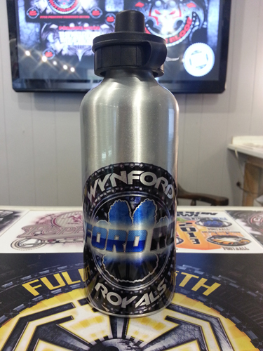 Wynford water bottle made with sublimation printing