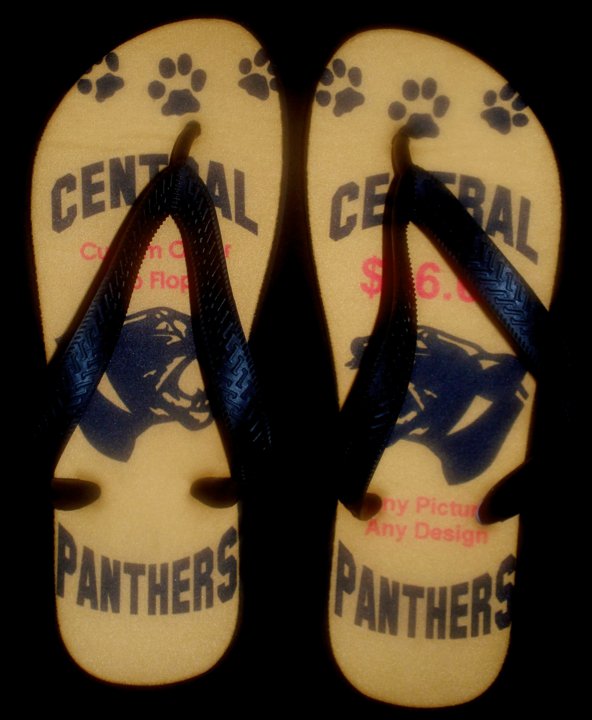 Central Panthers Flip Flops made with sublimation printing