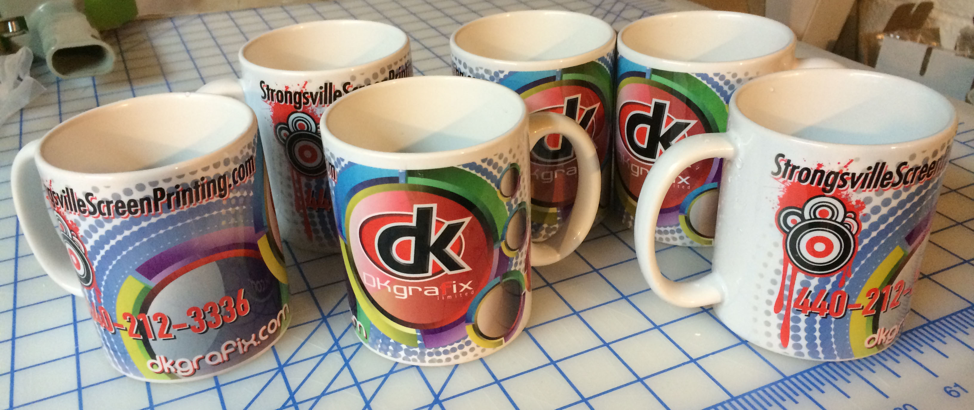 Self Promo mugs made with sublimation printing