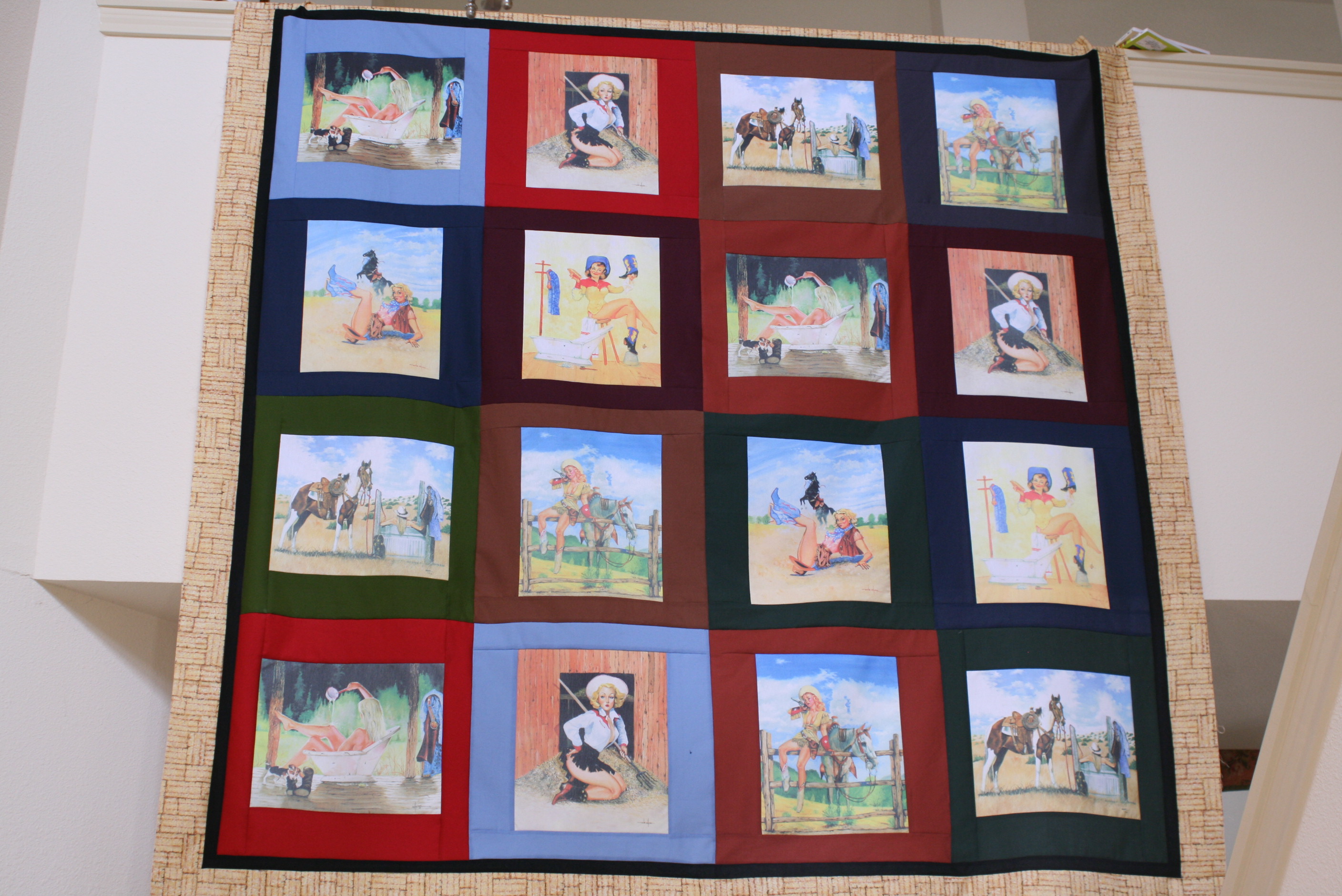 Retro Cowgirl Quilt made with sublimation printing