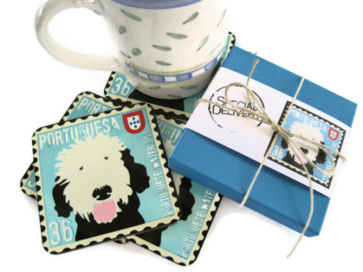 Portuguese Water Dog Coasters made with sublimation printing