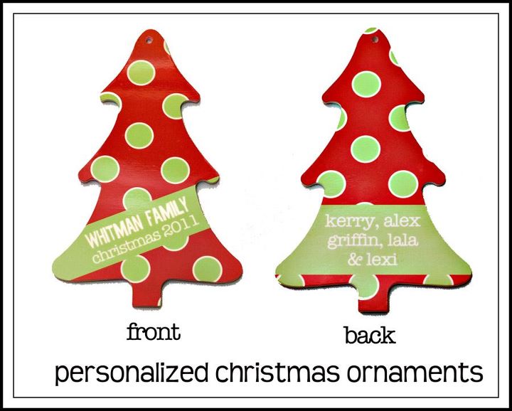 xmas tree family ornament made with sublimation printing