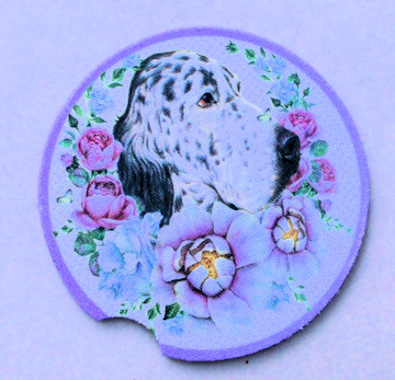 English Setter Car Coaster made with sublimation printing