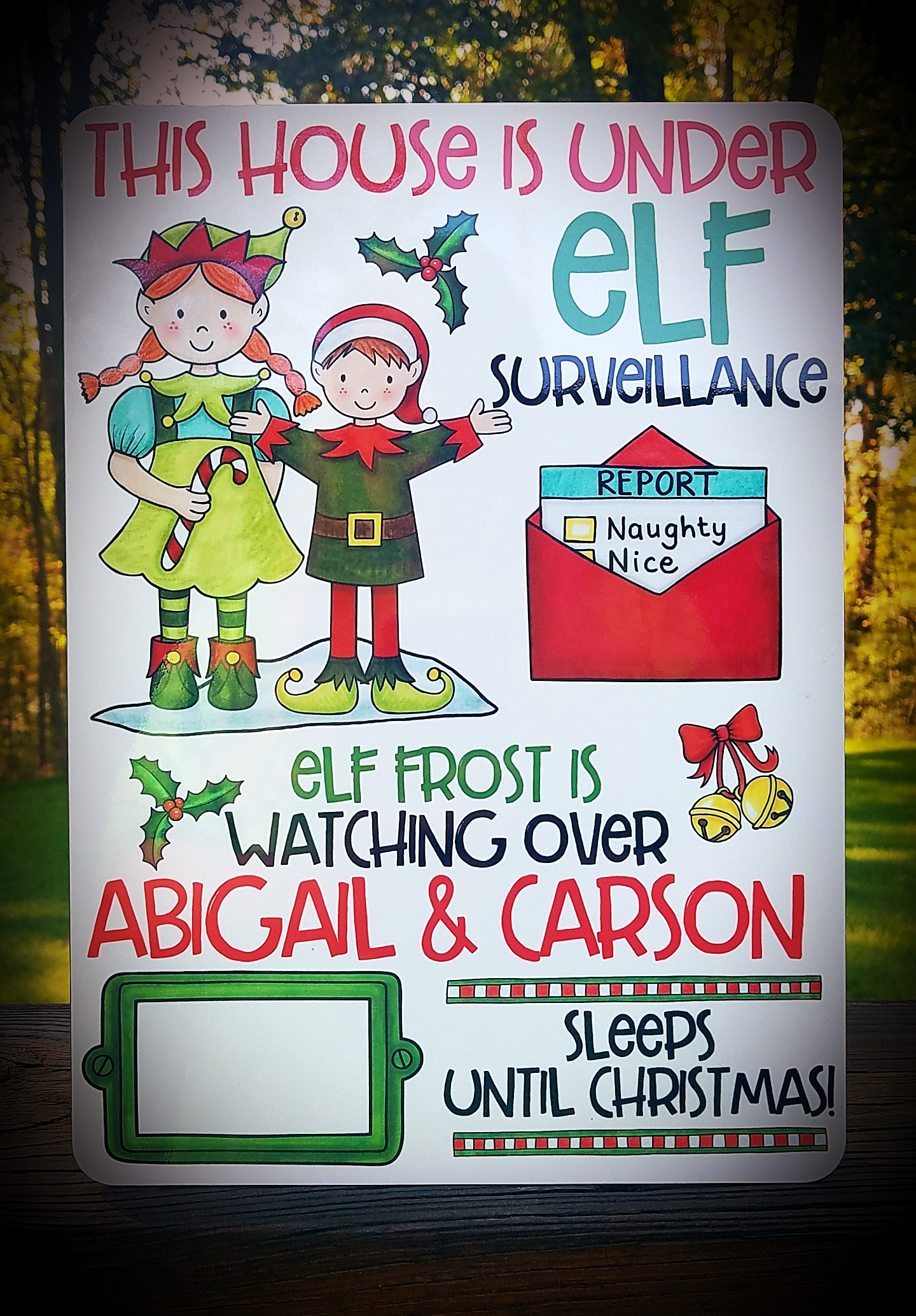 Christmas Countdown message board made with sublimation printing
