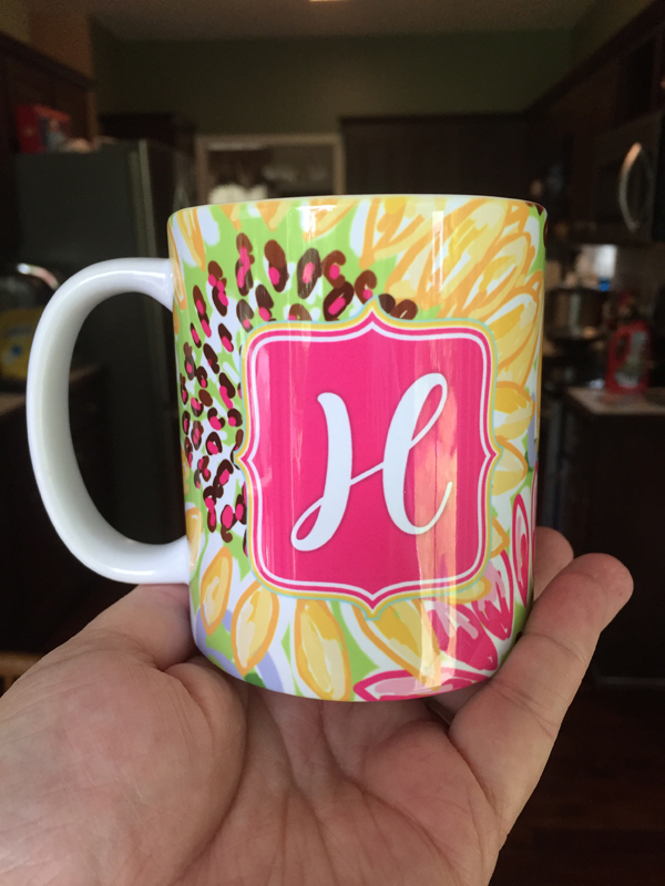 Flower monogram mug made with sublimation printing
