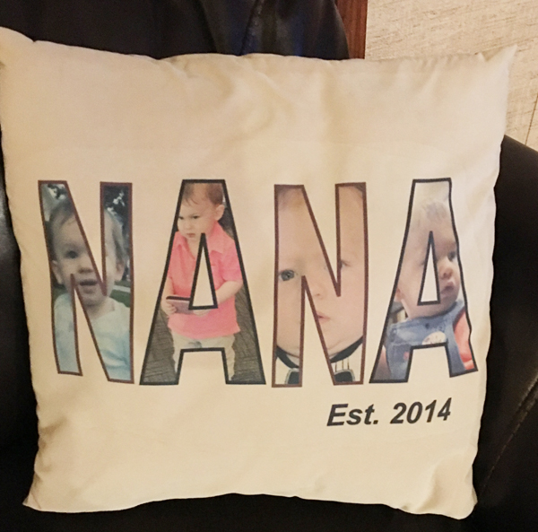 Nana pillow made with sublimation printing