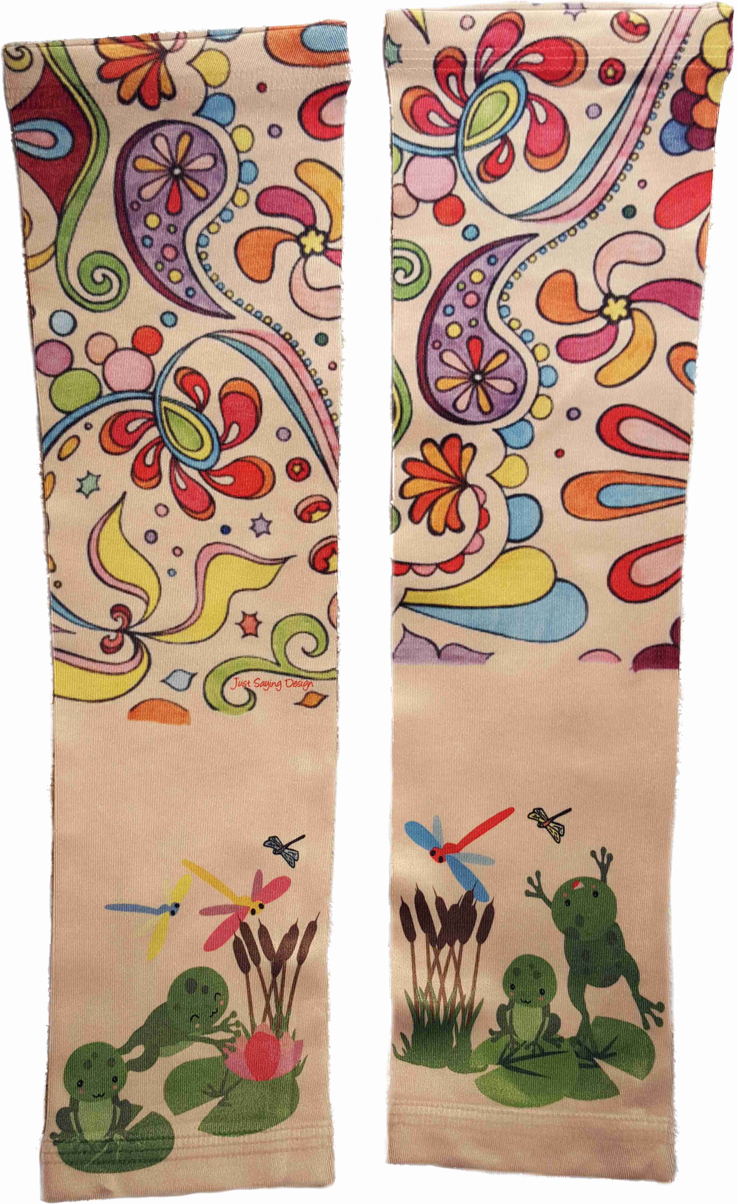 Frog, Lily Pad & Dragonflies Arm Sleeves made with sublimation printing