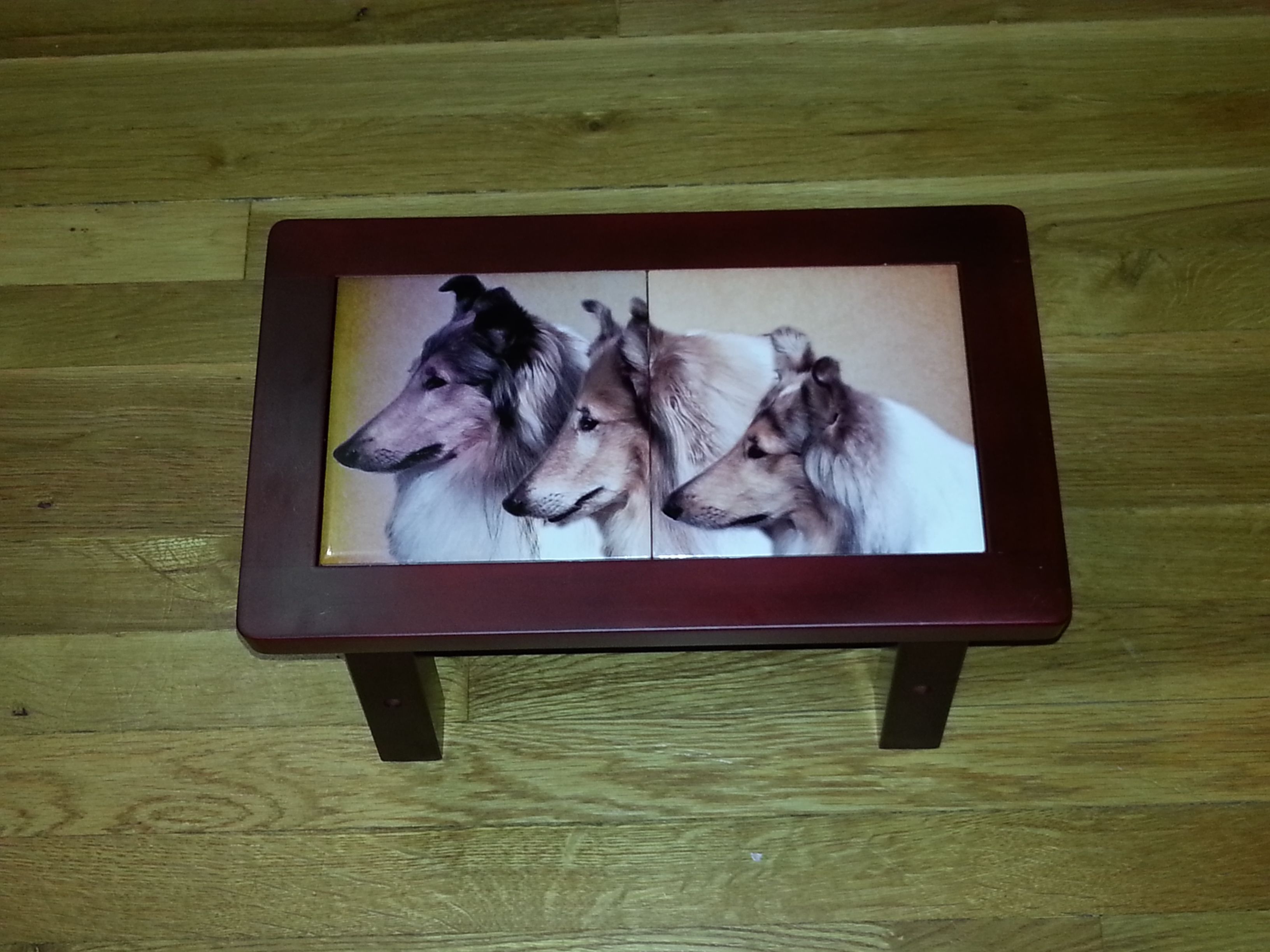 Collies of Heather Circle Footstool made with sublimation printing