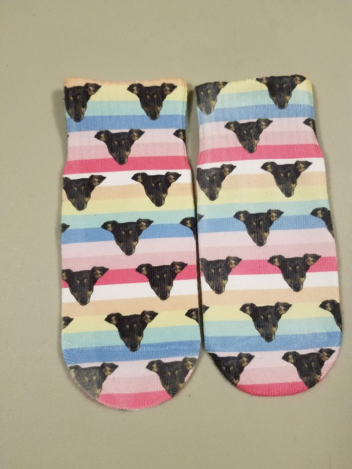 Puppy socks made with sublimation printing
