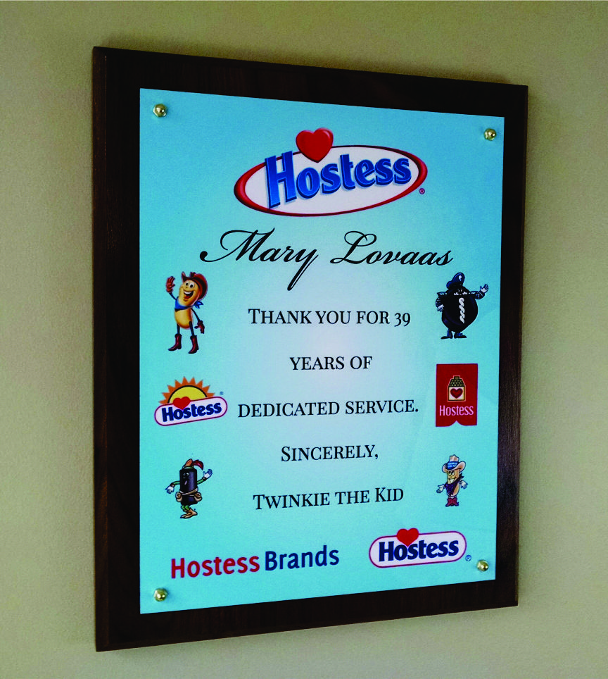 Hostess Bakery Retirement Plaque made with sublimation printing
