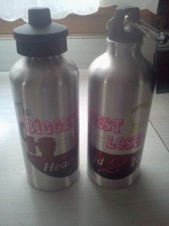 stainless steel water bottles to complete the work out uniform made with sublimation printing