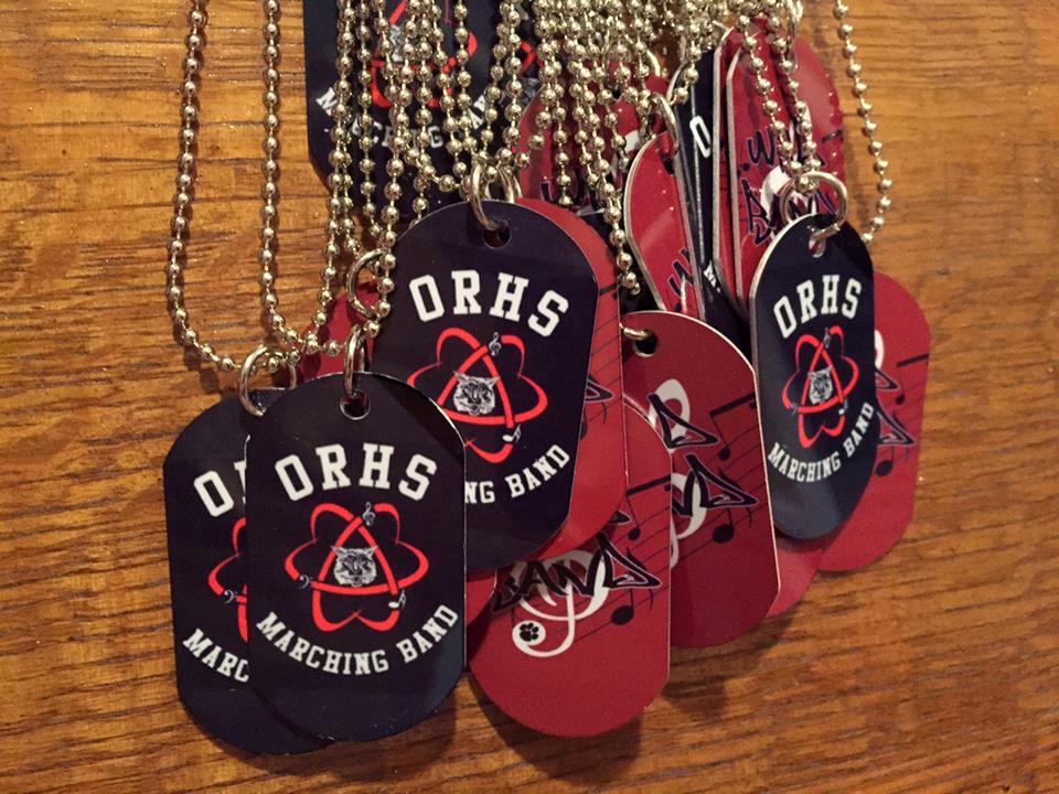 ORHS Band Dog Tags made with sublimation printing