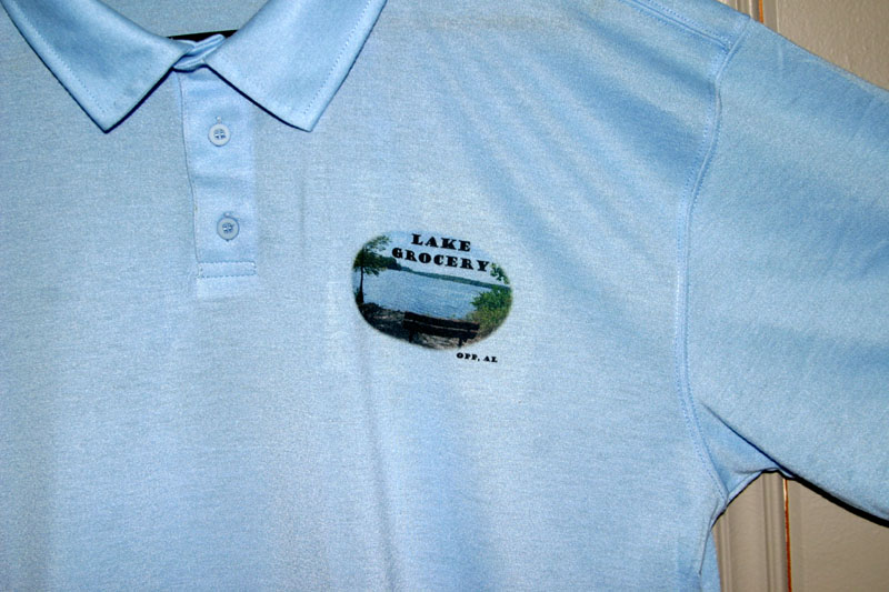 Lake Grocery Work Polo made with sublimation printing