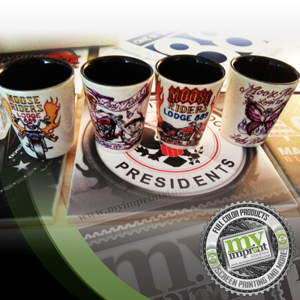 Moose Lodge Shot Glasses made with sublimation printing