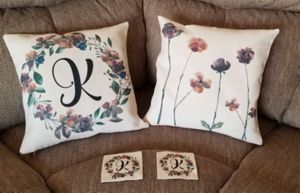 Poly linen throw pillows made with sublimation printing