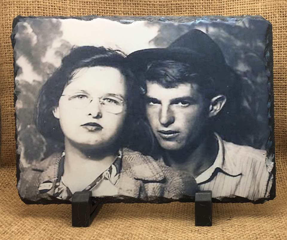Photo on slate made with sublimation printing