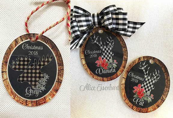 Plaid Christmas Ornaments made with sublimation printing