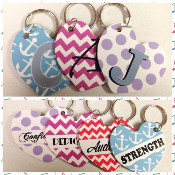 Heart Key chains made with sublimation printing