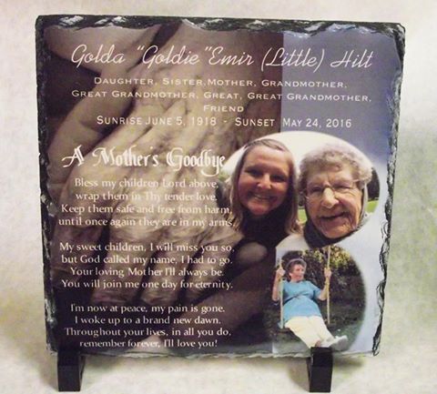 Memorial Slate made with sublimation printing