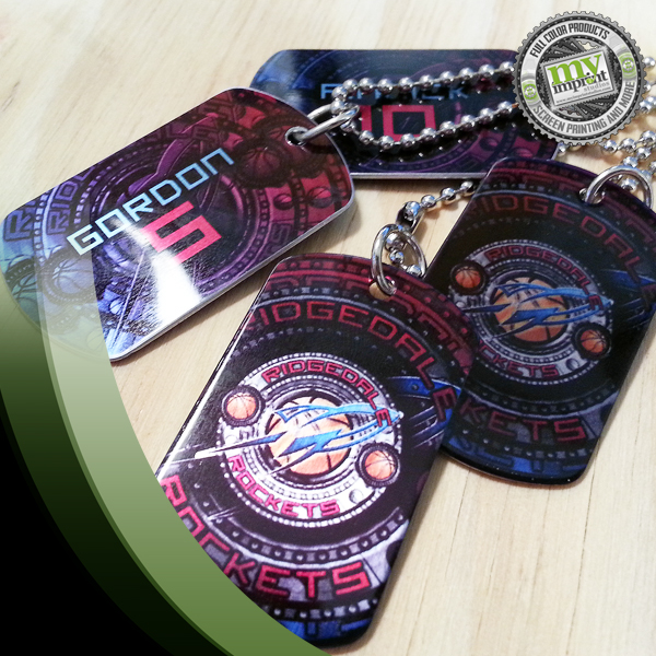 Silver Dogtags made with sublimation printing