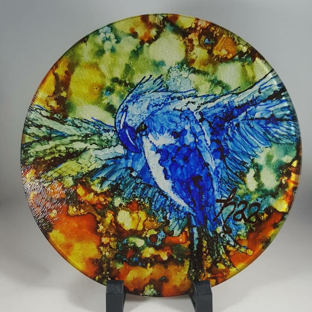 Bird Artwork on Small Cutting Board made with sublimation printing