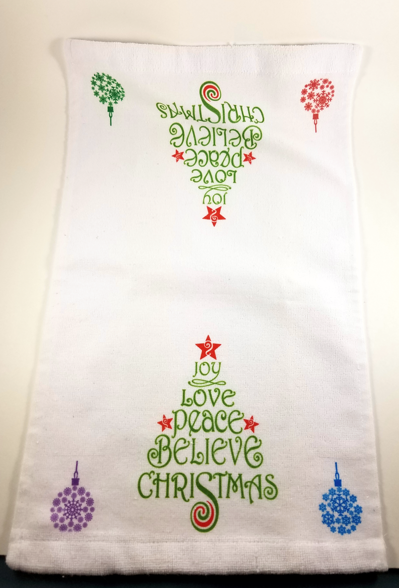 Christmas tea towel made with sublimation printing