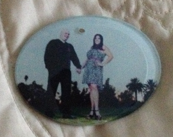 Engagement Ornament made with sublimation printing