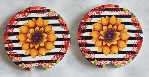 Fall car coasters made with sublimation printing
