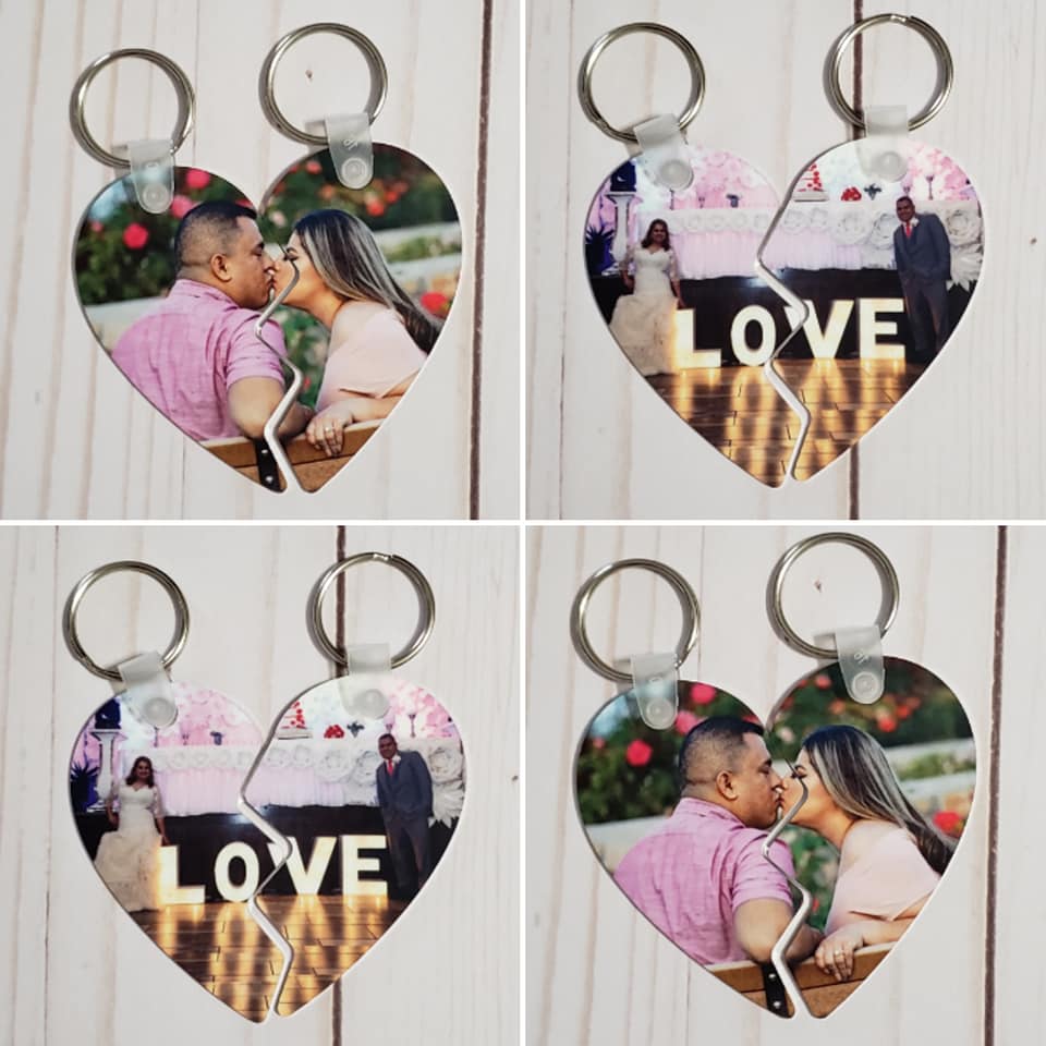 Heart Keychains made with sublimation printing