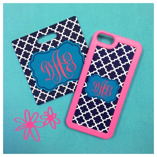 matching bag tag and iPhone flex case made with sublimation printing