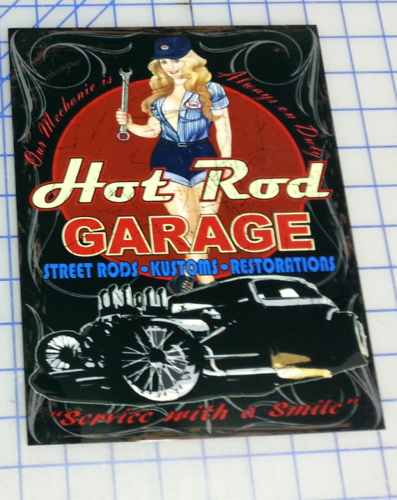 Custom hot rod sign made with sublimation printing